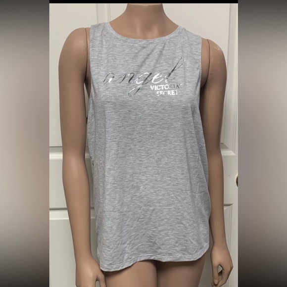 Victoria Secret Angel Lounge Keyhole Open Back Hem Sleeveless Gray Tank Top - Picture 2 of 11